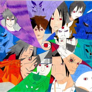 14×17 in. canvas drawing of all Susanoo characters.