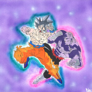 Goku facing off with Jiren in Dragonball Super